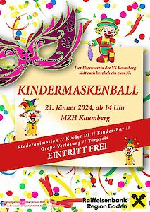 Titelbild von Einladung zum 37. Kindermaskenball in Kaumberg